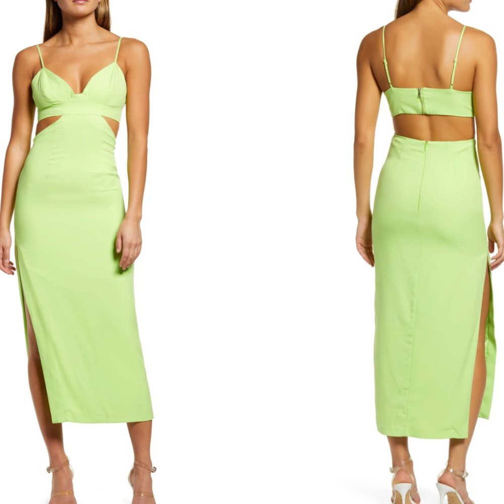 Bardot Lime Green Midi Dress